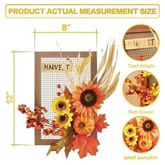 Flower Fall Decorations Home, Rustic Wooden Autumn Wall Decor for Living Room - Picture 2 of 7